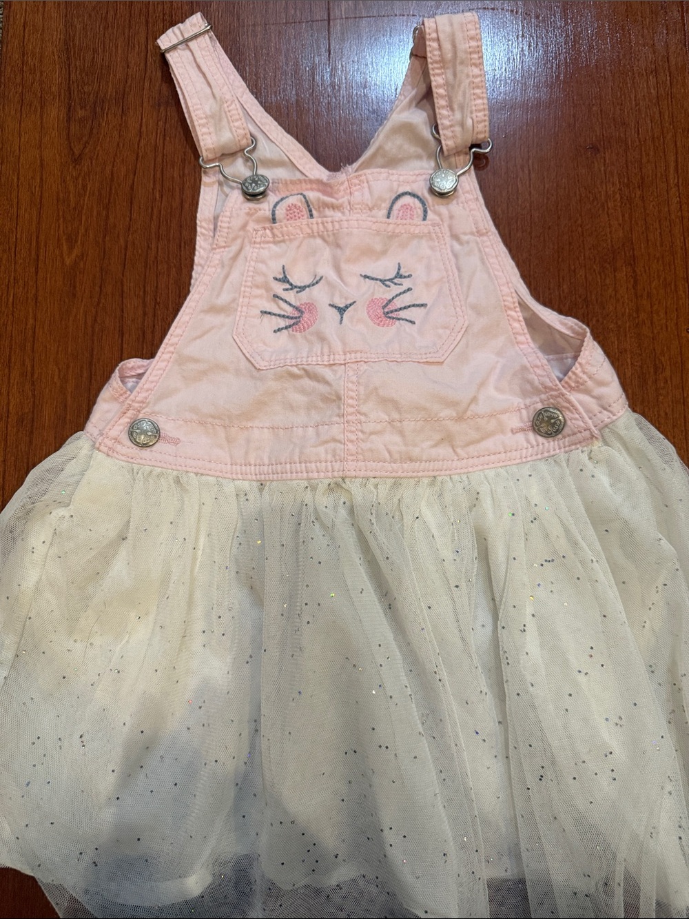 Oshkosh Bigosh Pink & Ivory Tulle Overalls Dress for Kids